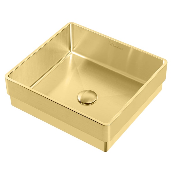 Whitehaus Noah Plus 10 Gauge Frame, Sqrd Semi-Recessed Basin Set W/ Center Drain, WHNPL1577-B - main
